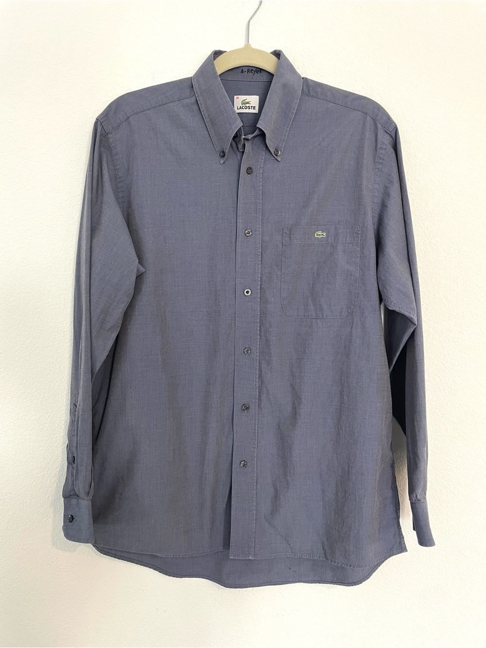 Lacoste Men’s Long Sleeve Button-Down Shirt - Blue Gray